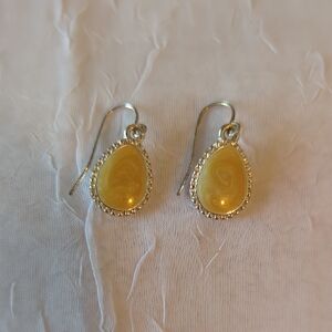 Elegant Silver and Yellow Teardrop Earrings